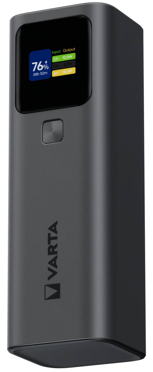 Zunanja baterija Varta High Speed, 27000mAh, 140W, QC + PD, 1 x USB-A - 2 x USB-C, Črna