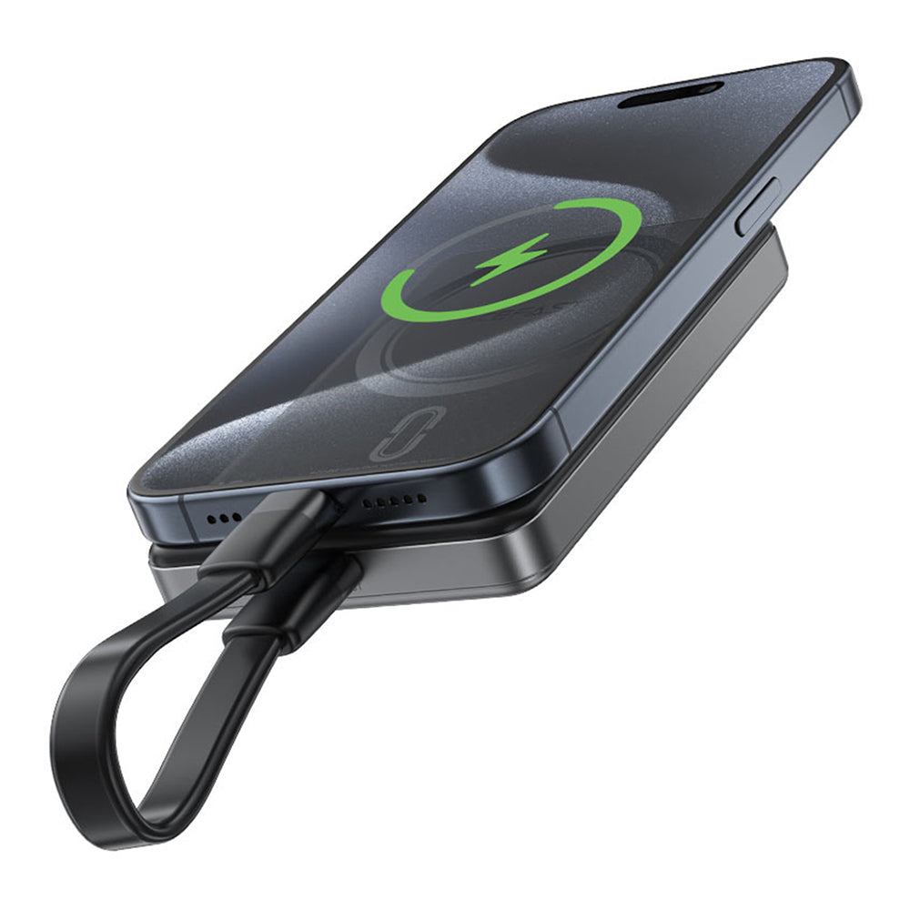 Zunanja baterija Acefast M12, 10000mAh, 20W, PD + FQI, 1 x QI - 1 x USB-C, črna