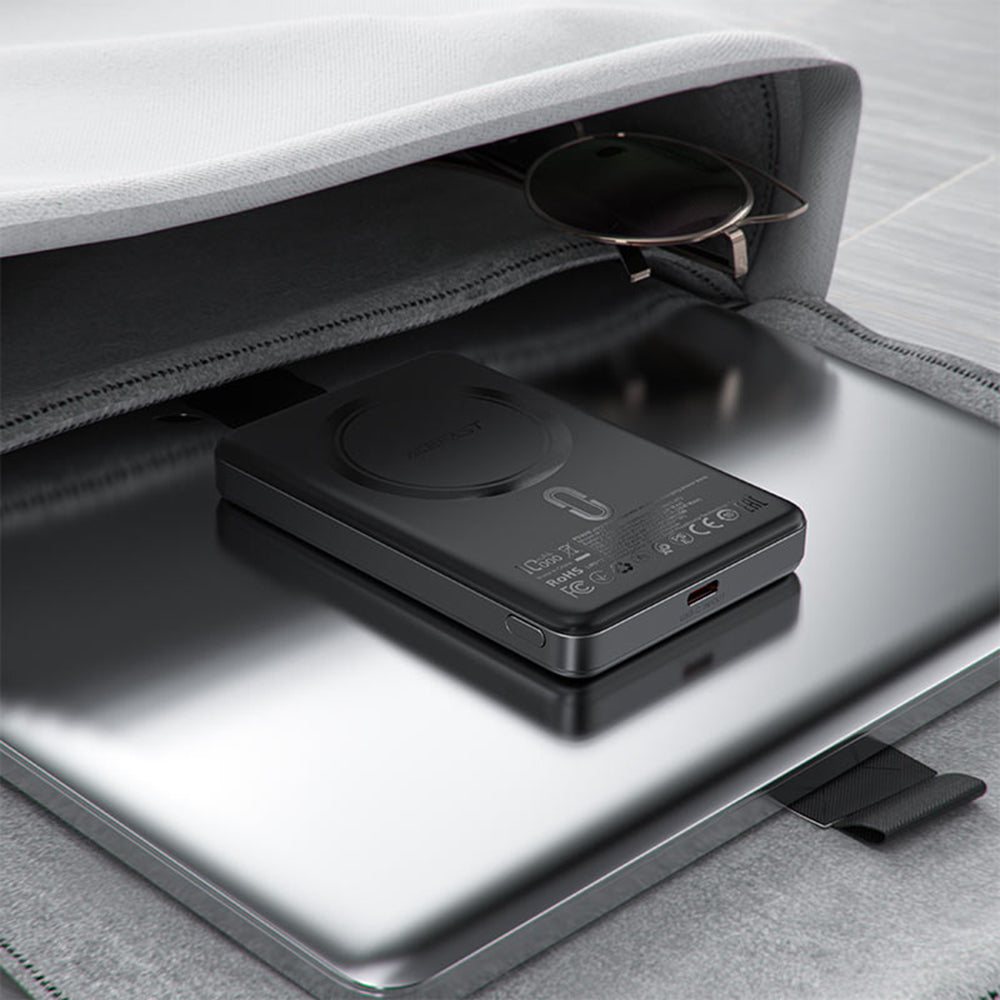 Zunanja baterija Acefast M12, 10000mAh, 20W, PD + FQI, 1 x QI - 1 x USB-C, črna