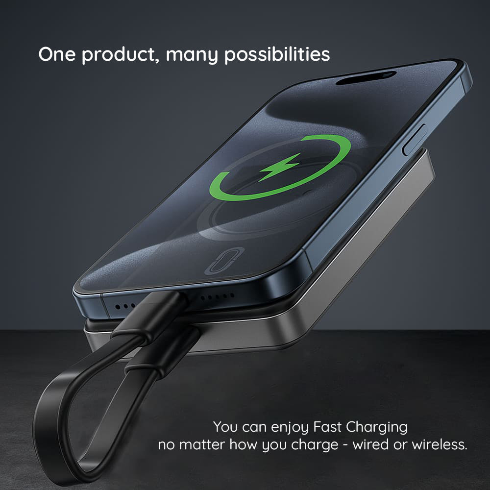 Zunanja baterija Acefast M12, 10000mAh, 20W, PD + FQI, 1 x QI - 1 x USB-C, črna