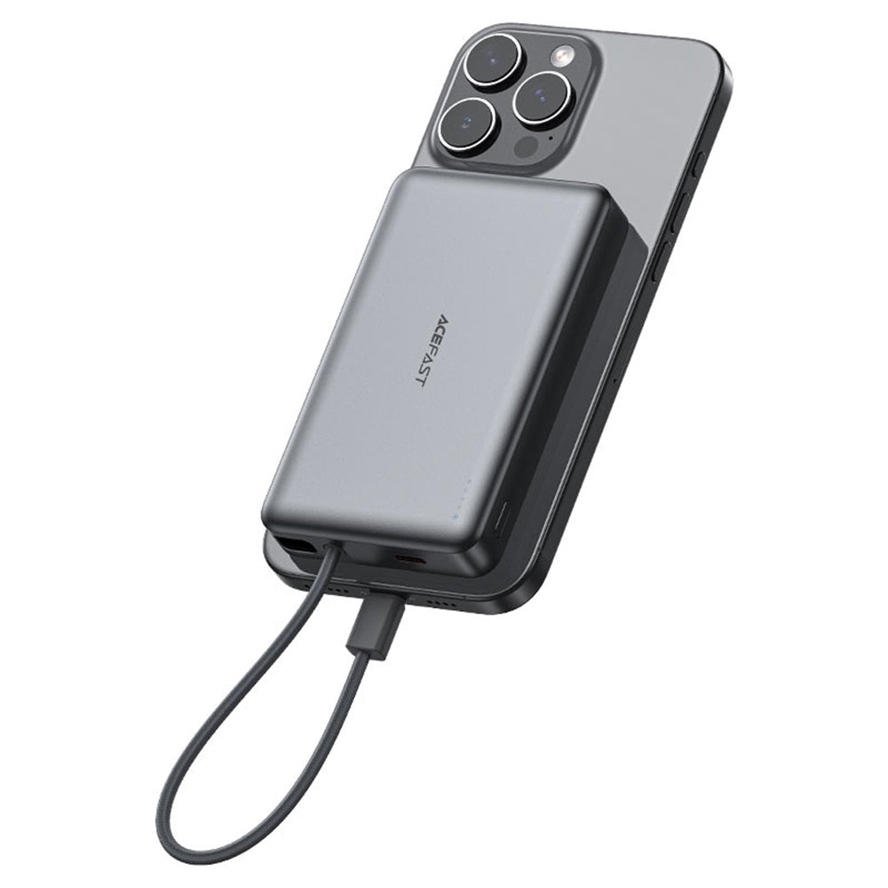 Zunanja baterija Acefast M18, 10000mAh, 22.5W, PD + FQI, 1 x QI - 2 x USB-C, črna