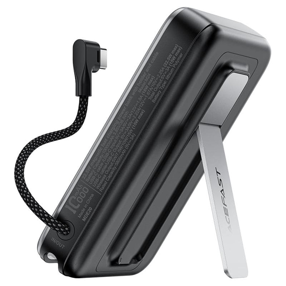 Zunanja baterija Acefast M24, 10000mAh, 22.5W, PD + FQI, 1 x QI - 2 x USB-C, siva