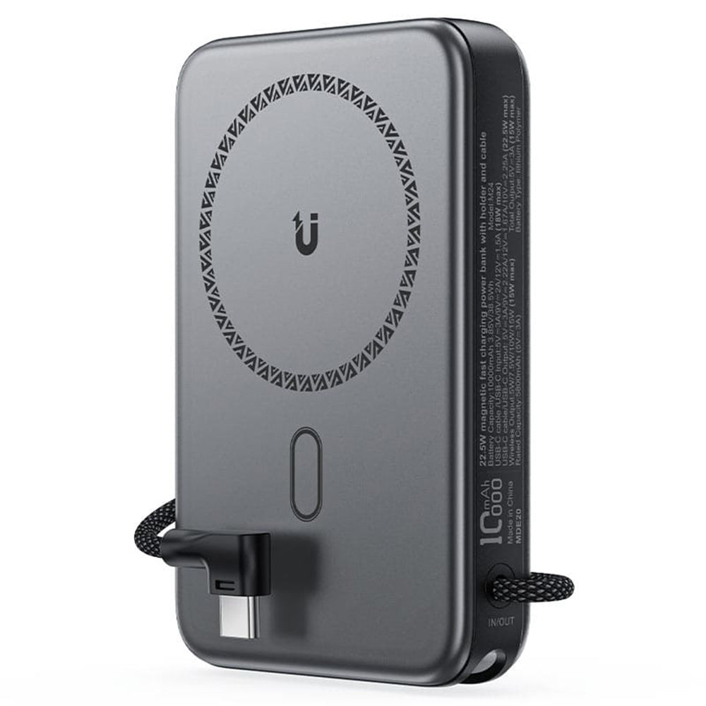 Zunanja baterija Acefast M24, 10000mAh, 22.5W, PD + FQI, 1 x QI - 2 x USB-C, siva