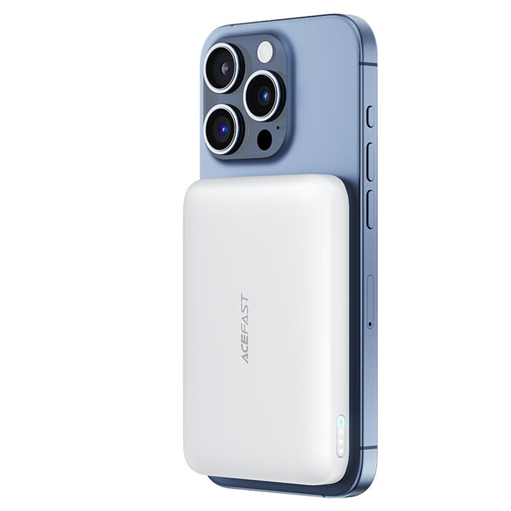 Zunanja baterija Acefast M25, 5000mAh, 20W, PD + FQI, 1 x QI - 1 x USB-C, Bela