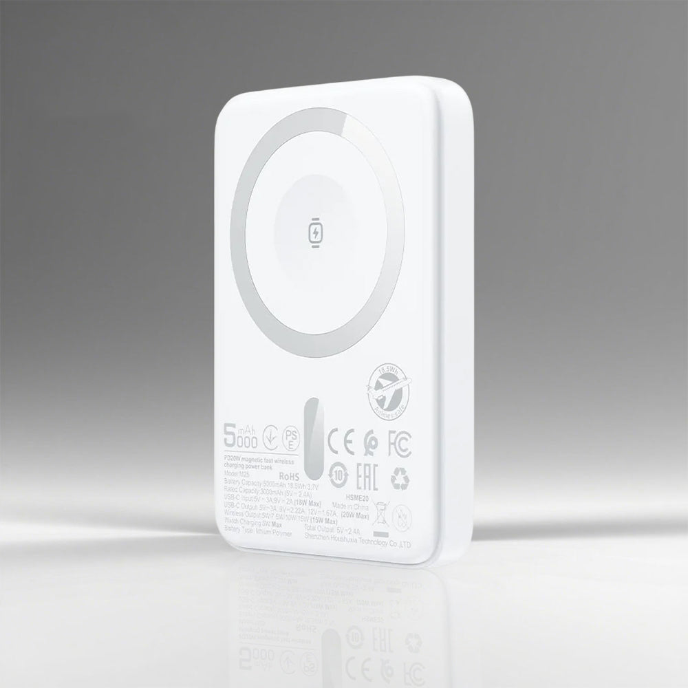 Zunanja baterija Acefast M25, 5000mAh, 20W, PD + FQI, 1 x QI - 1 x USB-C, Bela
