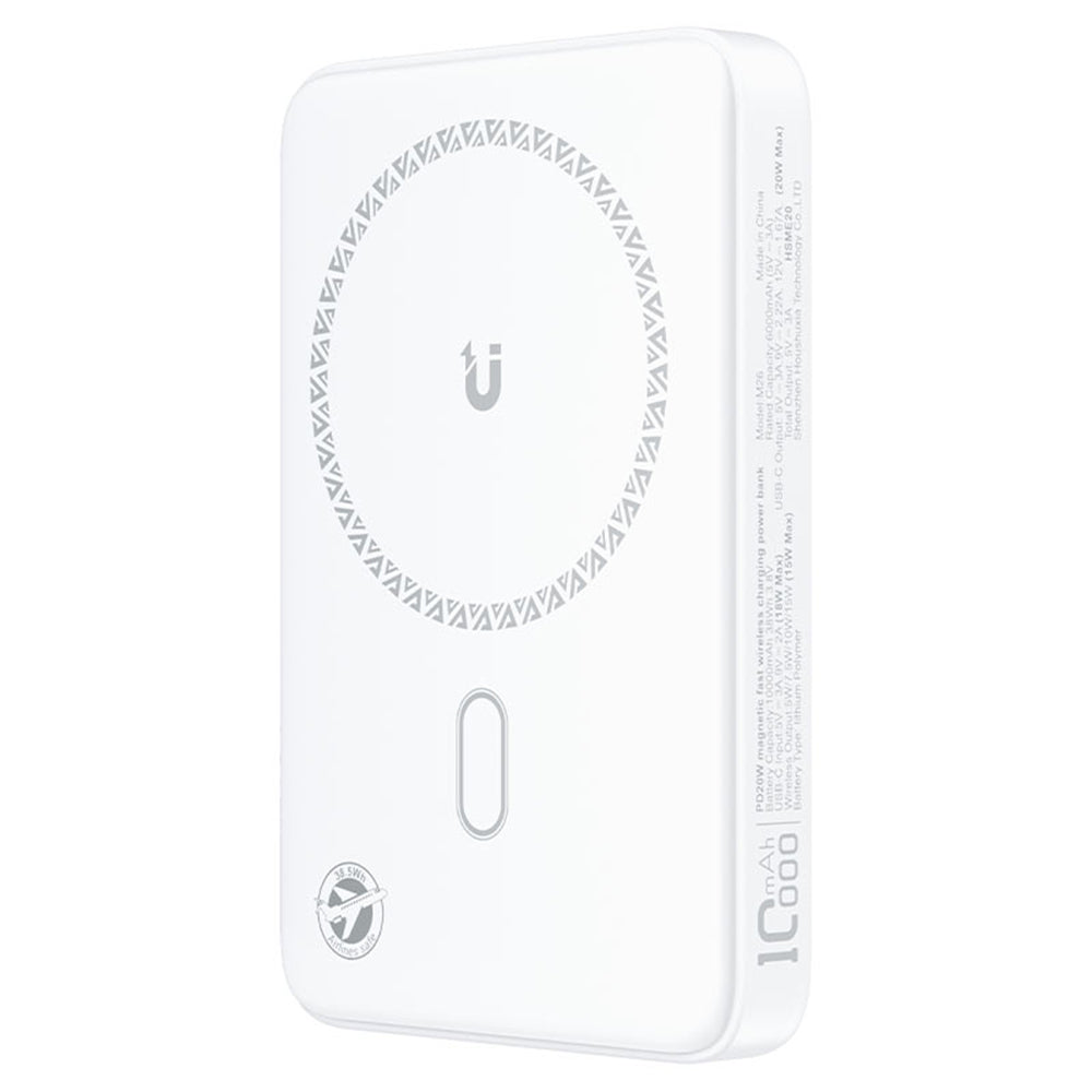 Zunanja baterija Acefast M26, 10000mAh, 20W, PD + FQI, 1 x QI - 1 x USB-C, Bela