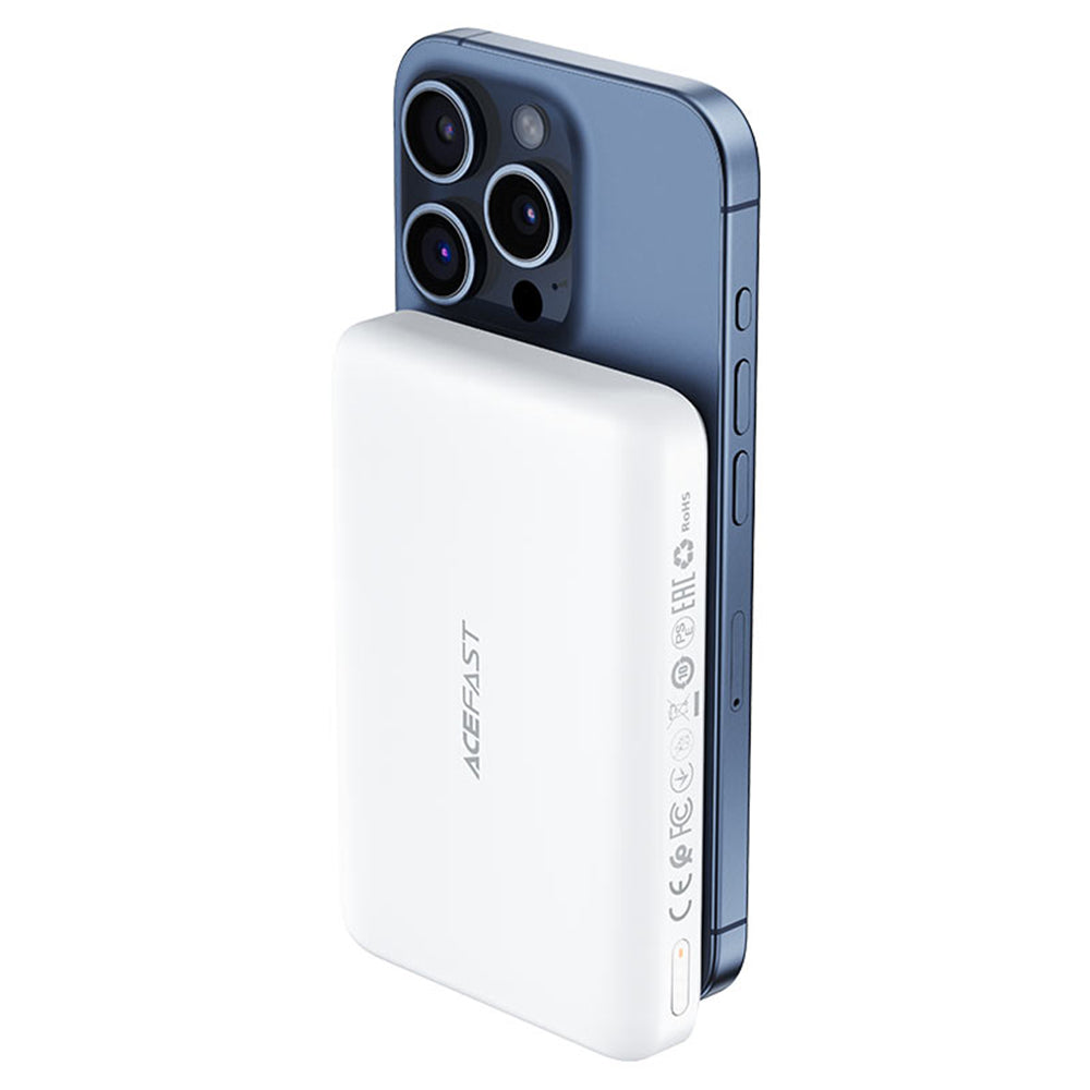 Zunanja baterija Acefast M26, 10000mAh, 20W, PD + FQI, 1 x QI - 1 x USB-C, Bela