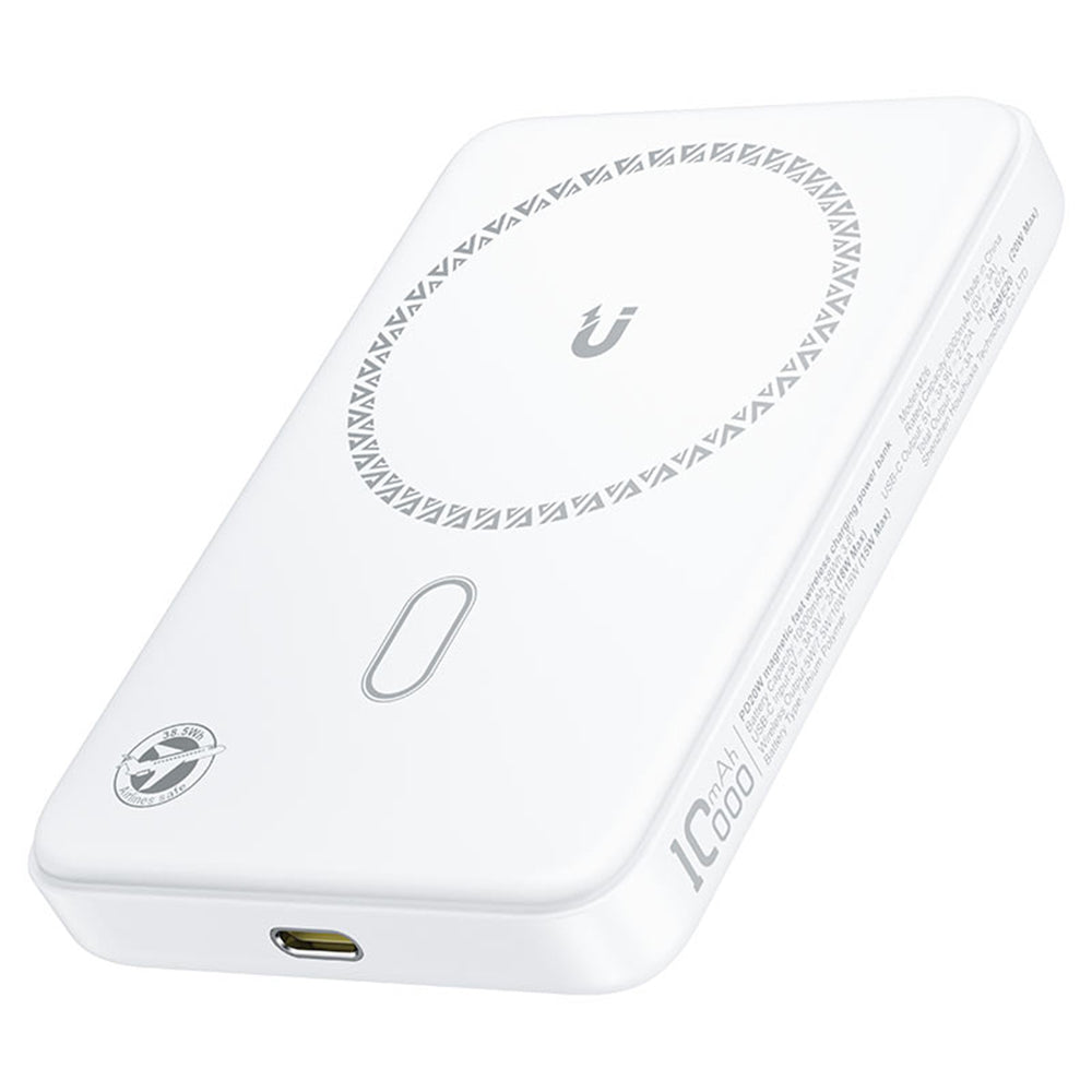Zunanja baterija Acefast M26, 10000mAh, 20W, PD + FQI, 1 x QI - 1 x USB-C, Bela