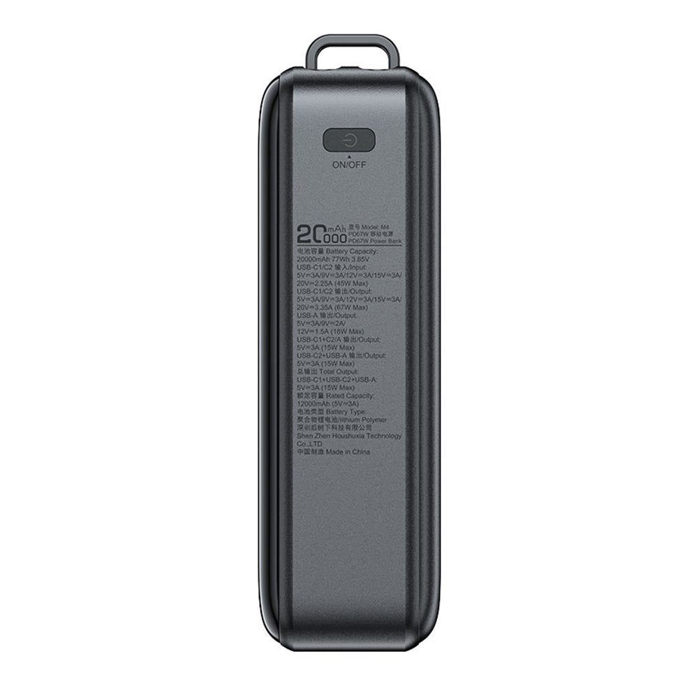 Zunanja baterija Acefast M4, 20000mAh, 67W, PD, 1 x USB-A - 2 x USB-C, črna