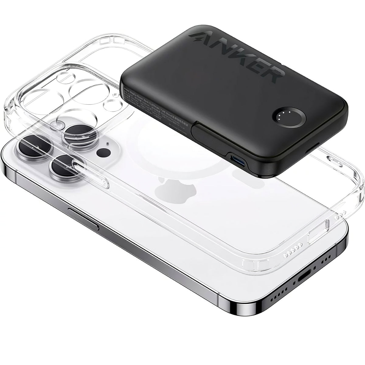 Anker 322 MagGo brezžična zunanja baterija, 5000 mAh, 12 W, 1 x QI - 1 x USB-C, črna A1618G11