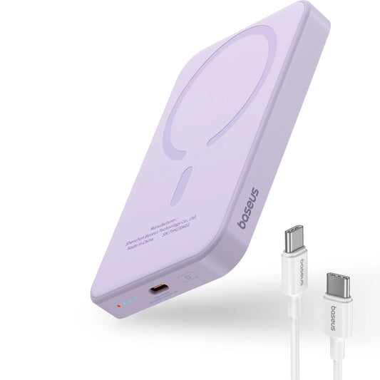 Zunanja baterija Baseus Magnetic Mini, 5000mAh, 20W, PD + FQI, 1 x QI - 1 x USB-C, Vijolična P10022107513