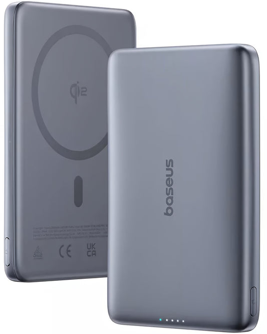Zunanja brezžična baterija Baseus PicoGo AM41, 10000mAh, 27W, PD + FQI, 1 x QI - 1 x USB-C, Siva E0027200