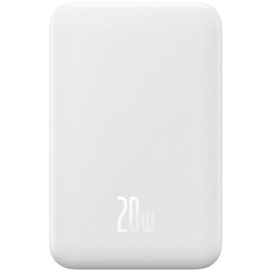 Baseus Magnetna mini brezžična zunanja baterija, 20000 mAh, 20 W, PD + FQI, 1 x QI - 1 x USB-C, bela PPCX150002