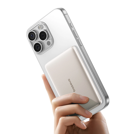 Zunanja brezžična baterija Baseus PicoGo AM41, 5000mAh, 20W, PD + FQI, 1 x QI - 1 x USB-C, Bež