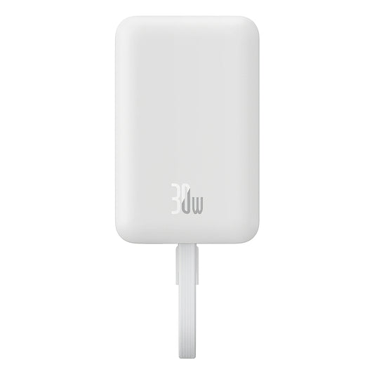Zunanja baterija Baseus Magnetic Mini, brezžična, 10000mAh, 30W, PD + FQI, 1 x QI - 2 x USB-C, bela P1002210B223-00