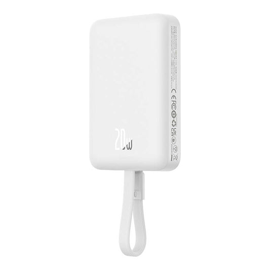 Zunanja baterija Baseus Magnetic Mini, brezžična, 10000mAh, 20W, PD + FQI, 1 x Lightning - 1 x QI - 1 x USB-C, bela P10022109223-00