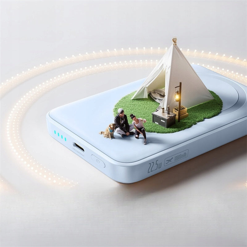 Brezžična zunanja baterija Baseus EnerFill FM11 Ultra-Mini, 10000mAh, 22,5W, PD + FQI, 1 x QI - 1 x USB-C, modra P1008210E313-00