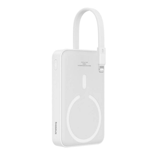 Zunanja baterija Baseus Magnetic Mini, brezžična, 10000mAh, 20W, PD + FQI, 1 x Lightning - 1 x QI - 1 x USB-C, bela P10022109223-00