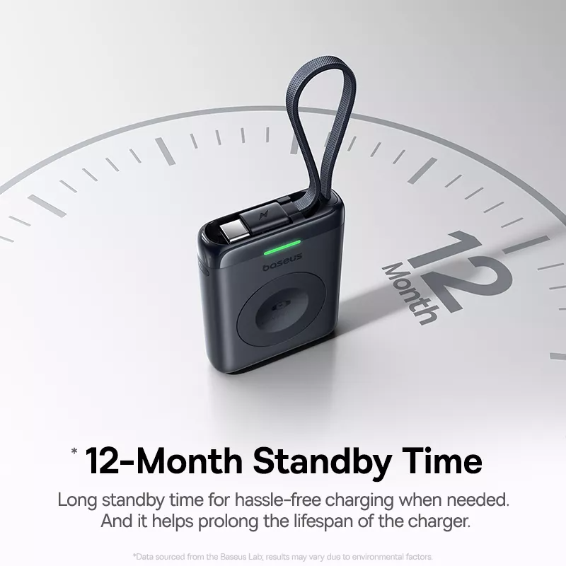 Brezžična zunanja baterija Baseus EnerFill FW11 za Apple Watch Series, 1640mAh, 5W, 1 x QI, črna E0205301