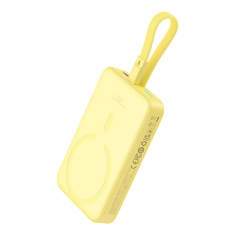Zunanja baterija Wireless Baseus Magnetic Mini, 10000mAh, 20W, PD + FQI, 1 x Lightning - 1 x QI - 1 x USB-C, Rumena P10022109Y23-00