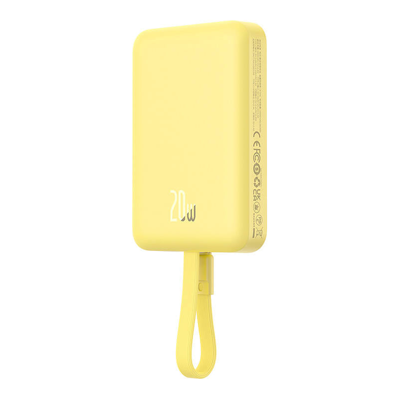 Zunanja baterija Wireless Baseus Magnetic Mini, 10000mAh, 20W, PD + FQI, 1 x Lightning - 1 x QI - 1 x USB-C, Rumena P10022109Y23-00