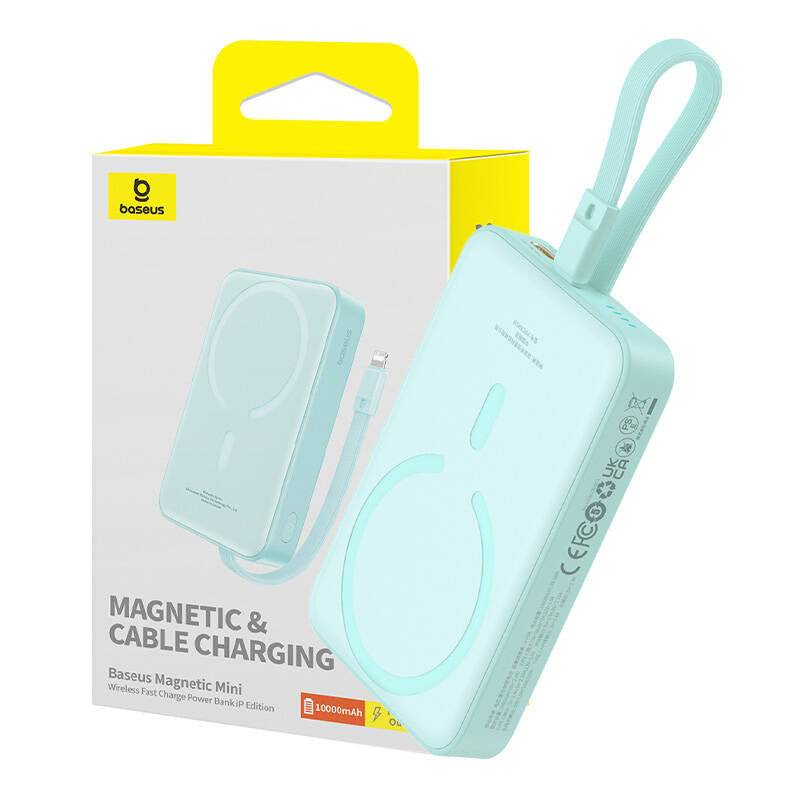 Zunanja baterija Wireless Baseus Magnetic Mini, 10000mAh, 20W, PD + FQI, 1 x Lightning - 1 x QI - 1 x USB-C, zelena P10022109333-00