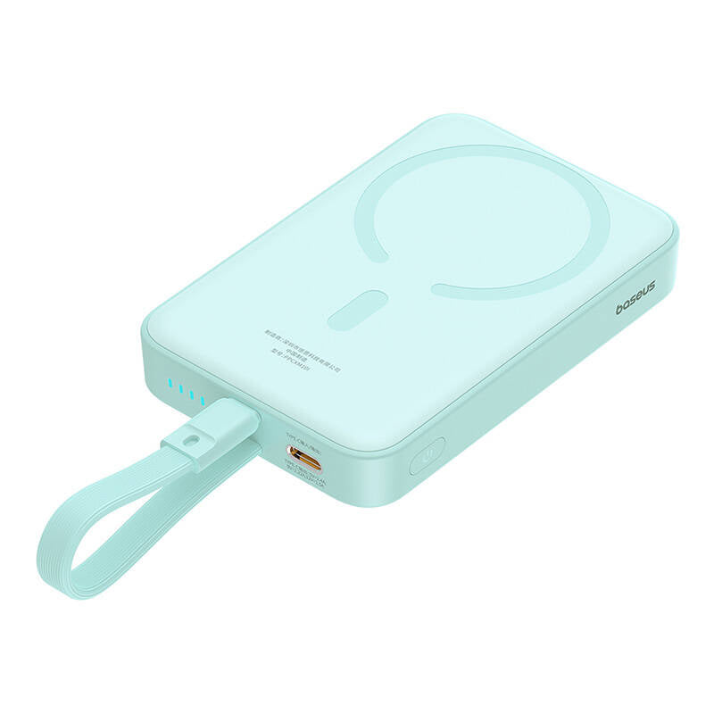 Zunanja baterija Wireless Baseus Magnetic Mini, 10000mAh, 20W, PD + FQI, 1 x Lightning - 1 x QI - 1 x USB-C, zelena P10022109333-00