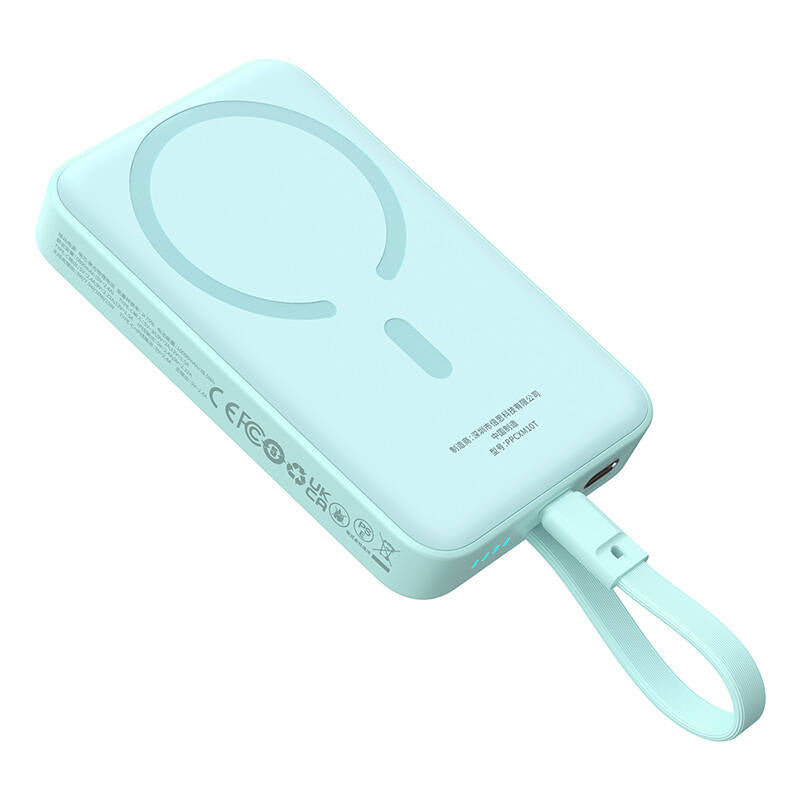 Zunanja baterija Wireless Baseus Magnetic Mini, 10000mAh, 30W, PD + FQI, 1 x Lightning - 1 x QI - 1 x USB-C, Modra P1002210B333-00