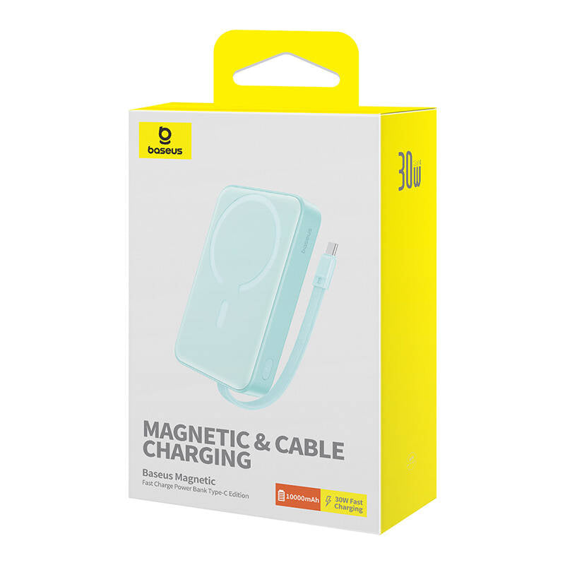 Zunanja baterija Wireless Baseus Magnetic Mini, 10000mAh, 30W, PD + FQI, 1 x Lightning - 1 x QI - 1 x USB-C, Modra P1002210B333-00