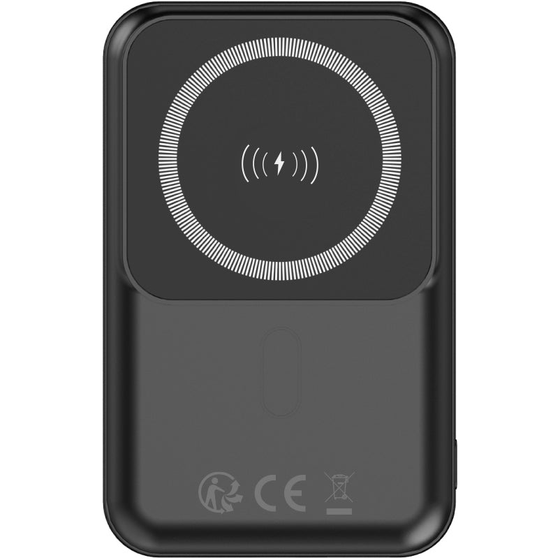 Forever MATB-100 Brezžični zunanji baterijski vložek, 10000 mAh, 22,5 W, QC + PD + FQI, 1 x QI - 1 x USB-A - 1 x USB-C, črn