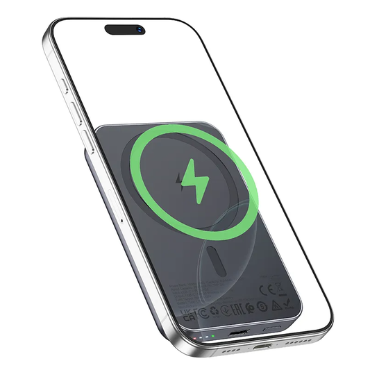 Brezžična zunanja baterija HOCO J160, 5000mAh, 10W, 1 x QI - 1 x USB-C, Siva