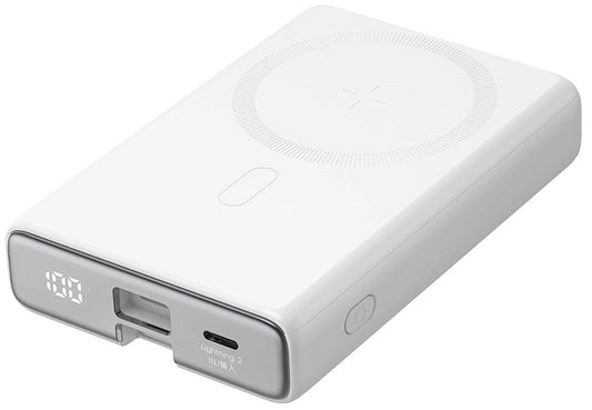 Zunanja baterija Joyroom JR-PBM01, 10000mAh, 20W, QC + PD + FQI, 1 x Lightning - 1 x QI - 1 x USB-C, Bela