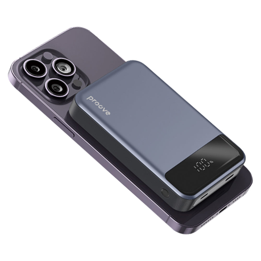 Zunanja baterija Wireless Proove Hoodman, 10000mAh, 20W, PD + FQI, 1 x QI - 1 x USB-C, Siva PBH120010003