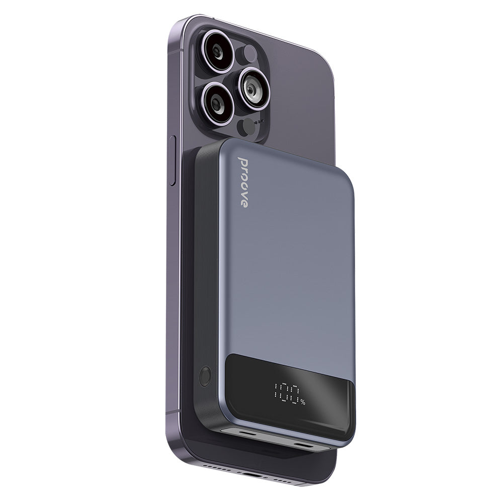 Zunanja baterija Wireless Proove Hoodman, 10000mAh, 20W, PD + FQI, 1 x QI - 1 x USB-C, Siva PBH120010003
