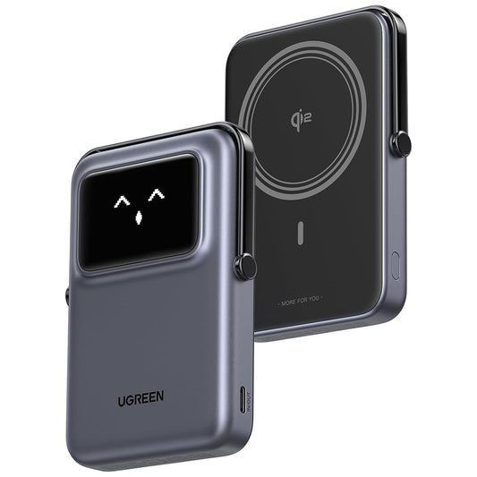 Zunanja brezžična baterija UGREEN PB764 Uno, 10000mAh, 20W, PD + FQI, 1 x QI - 1 x USB-C, Siva