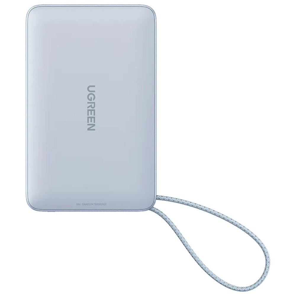 Brezžična zunanja baterija UGREEN MagFlow PB773 (65958B), 10000mAh, 25W, PD + FQI, 1 x QI - 2 x USB-C, modra