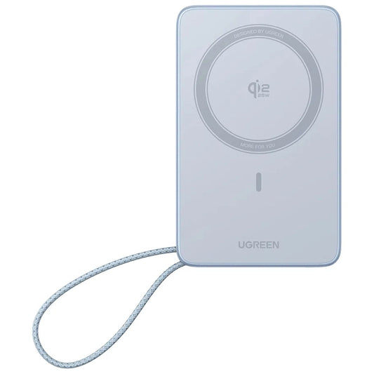 Brezžična zunanja baterija UGREEN MagFlow PB773 (65958B), 10000mAh, 25W, PD + FQI, 1 x QI - 2 x USB-C, modra
