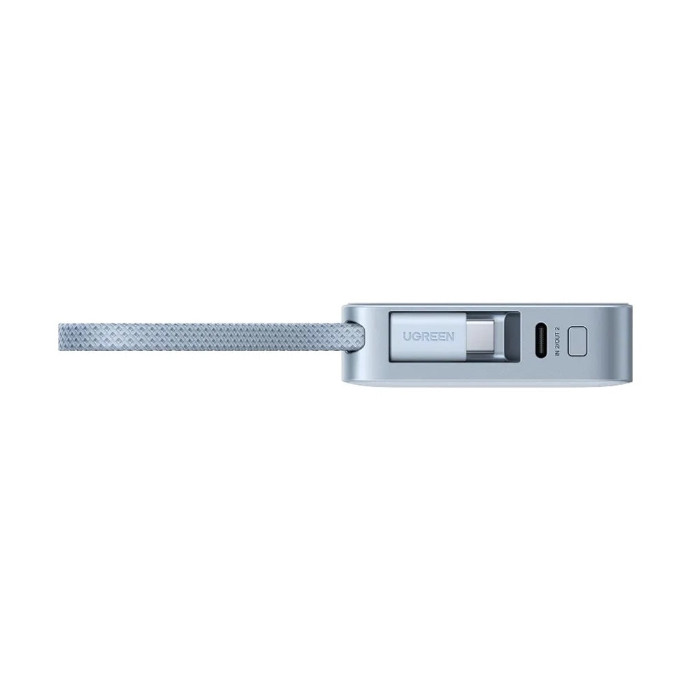 Brezžična zunanja baterija UGREEN MagFlow PB773 (65958B), 10000mAh, 25W, PD + FQI, 1 x QI - 2 x USB-C, modra