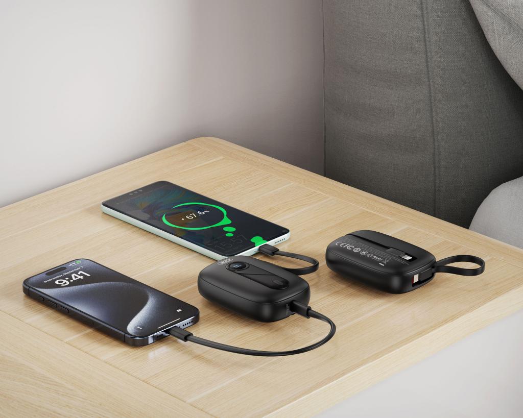 Zunanja baterija XO Design PR246, 10000mAh, 22.5W, PD, 1 x Lightning - 2 x USB-C, Črna