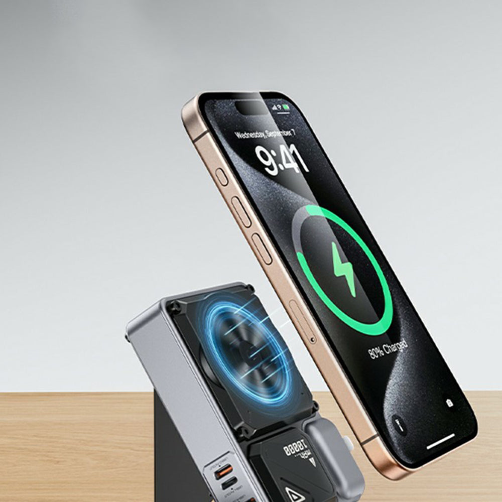 Zunanja baterija Yesido YP89, 10000mAh, 22.5W, QC + PD + FQI, 1 x Lightning - 1 x QI - 1 x USB-A - 1 x USB-C, Siva