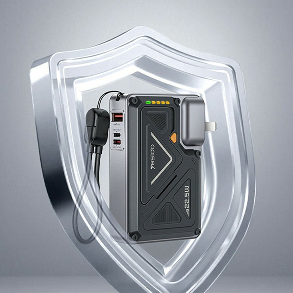 Zunanja baterija Yesido YP89, 10000mAh, 22.5W, QC + PD + FQI, 1 x Lightning - 1 x QI - 1 x USB-A - 1 x USB-C, Siva