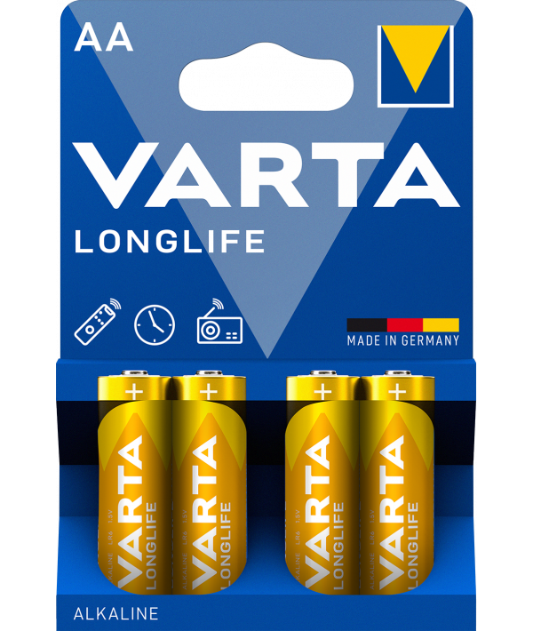 Varta Longlife Battery 4106, AA / LR6, Set of 4 pieces