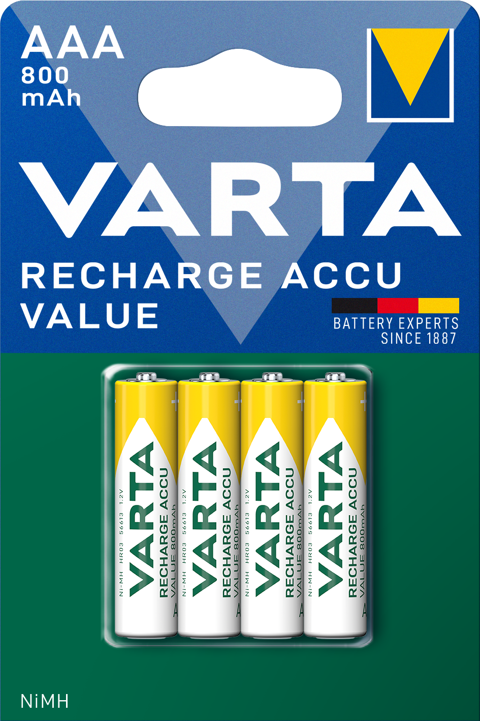 Polnilna baterija Varta Professional, AAA / LR3, 800mAh, komplet 4 kosov