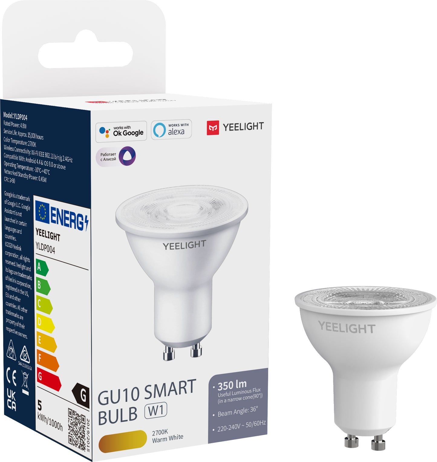 LED žarnica Yeelight W1, Wi-Fi, GU10, 4.8W, 2700K, 350lm YLDP004