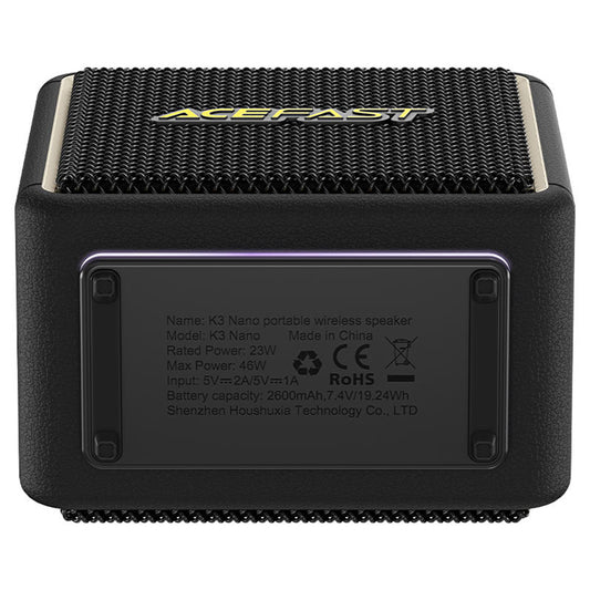 Prenosni Bluetooth zvočnik Acefast K3 Nano, 1 x 30W - 1 x 16W, RGB, Vodoodporen, Črn