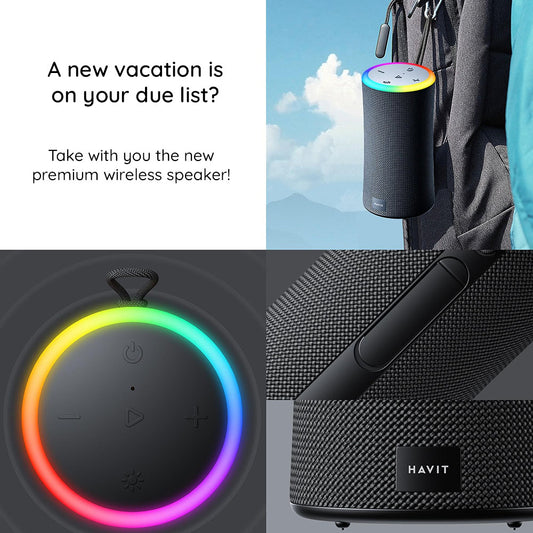 Prenosni Bluetooth zvočnik HAVIT SK833BT, 2 x 10W, RGB, vodoodporen, črn
