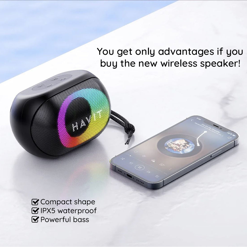 Prenosni Bluetooth zvočnik HAVIT SK885BT, 8W, RGB, vodoodporen, črn