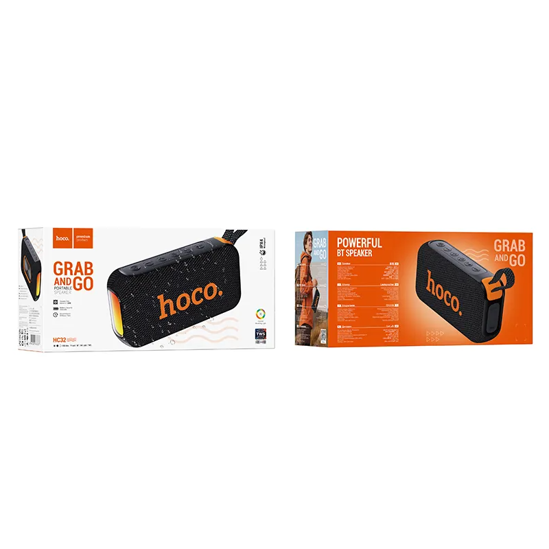 Prenosni Bluetooth zvočnik HOCO HC32, 2 x 10W, TWS, RGB, črn