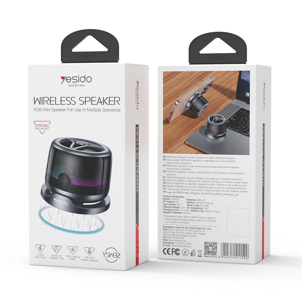 Prenosni Bluetooth zvočnik Yesido YSW32, 3W, RGB, črn