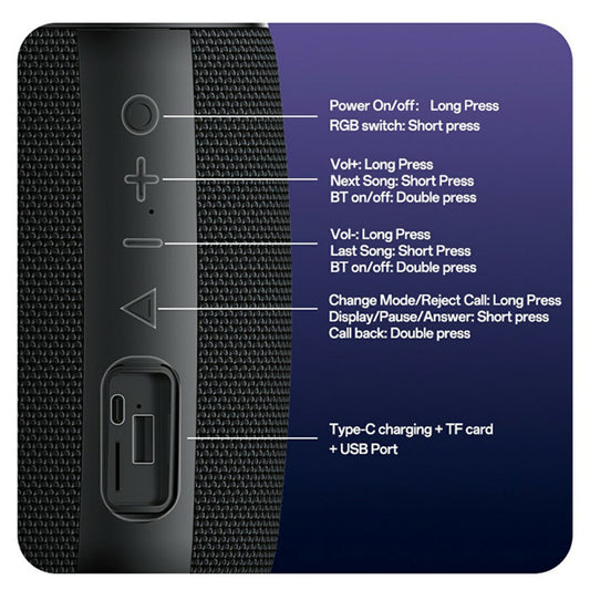 Prenosni Bluetooth zvočnik Yesido YSW39, 20W, TWS, RGB, črn